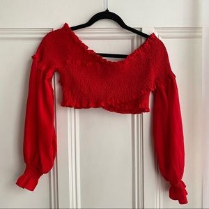 Criss-Cross Smocked Crop Top ♥️